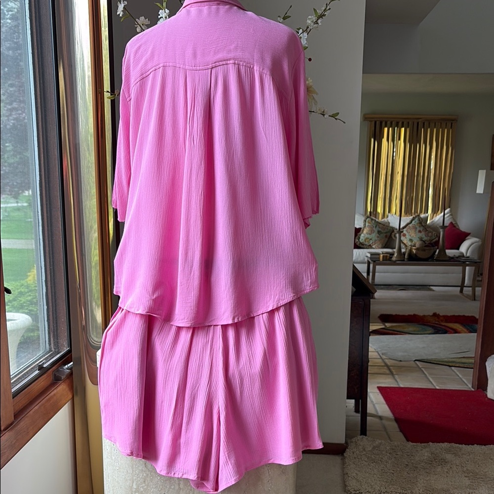 NWOT Boston Proper 2 Piece Pink Short Set with Elastic Waist - Picture 2 of 15